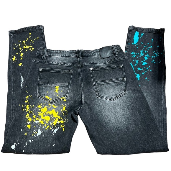 Born Fly colorful Pain Splatter gray Jeans Size 18 - Picture 3 of 6